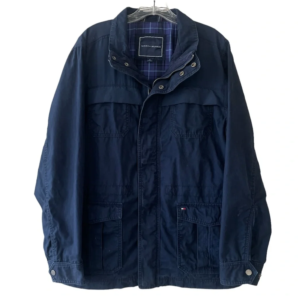 Tommy Hilfiger Warm Lined Utility Performance Coat Navy Blue Jacket Size Medium
